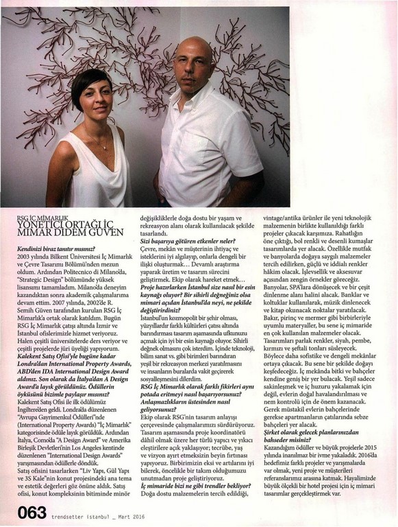 RSG İç Mimarlık  trendsetter istanbul 